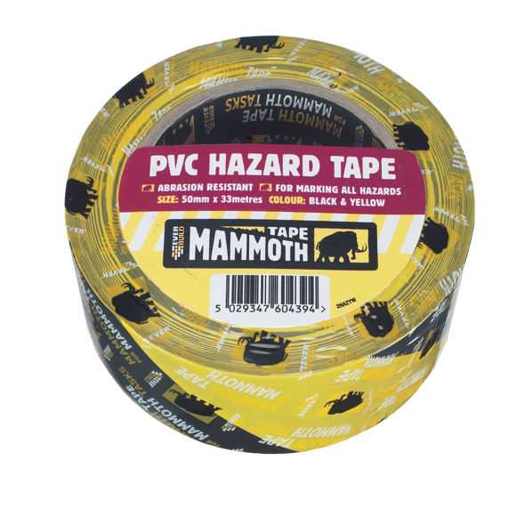 Picture of HAZARD TAPE - BLACK/YELLOW - SELF ADHESIVE - 50mm x 33m