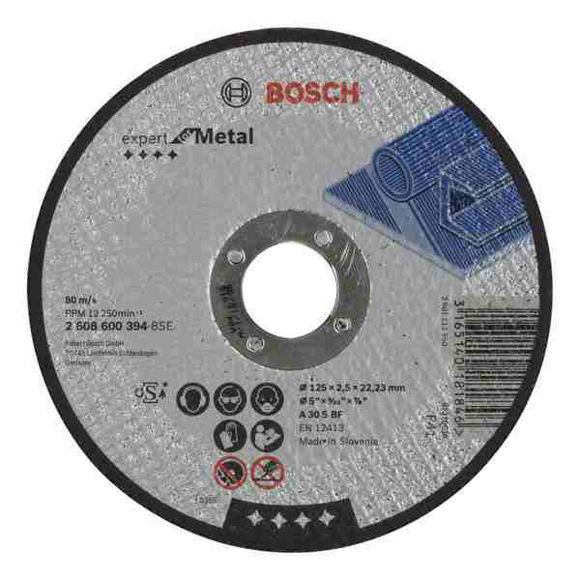 Picture of 2608600394 - BOSCH PROFESSIONAL FLAT METAL CUTTING DISC - 125 x 22 x 2.5mm