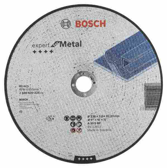 Picture of 2608600324 - BOSCH PROFESSIONAL FLAT METAL CUTTING DISC - 230 x 22 x 3mm