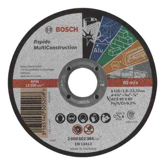 Picture of 2608602384 - BOSCH MULTI-CONSTRUCTION CUTTING DISCS - 115 x 22.2mm