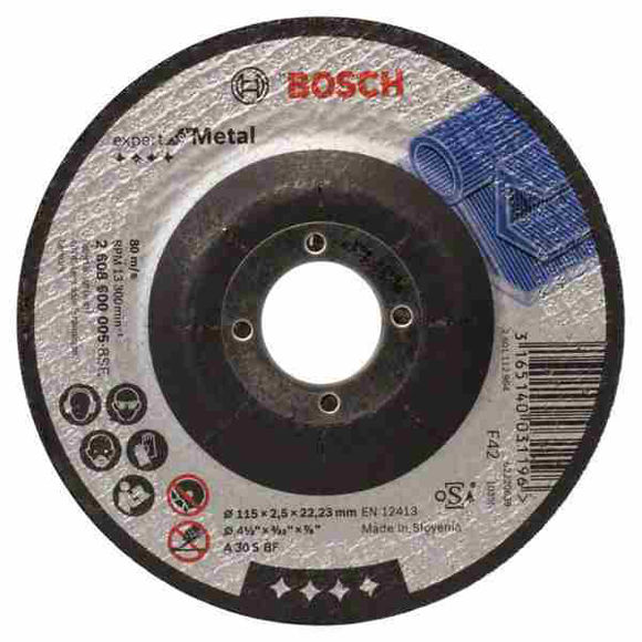 Picture of 2608600005 - BOSCH DEPRESSED CENTRE METAL CUTTING DISC - 115 x 22.2mm