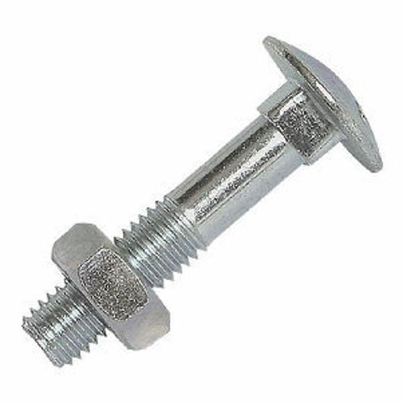 Cup Sq Hex Coach Bolts B.Z.P. 25 No M10 x 300mm Complete with Nuts 